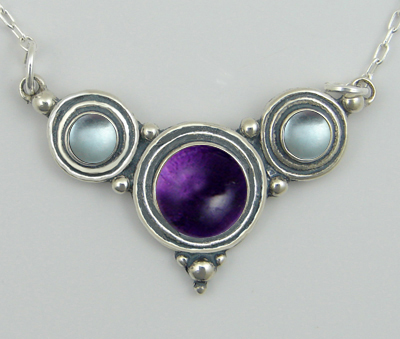 Sterling Silver Gemstone Necklace With Amethyst